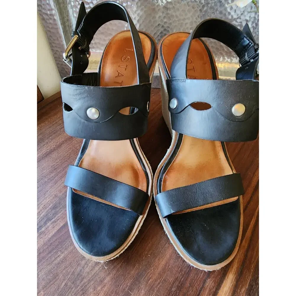 1State Black‎ Leather Platform Sandals